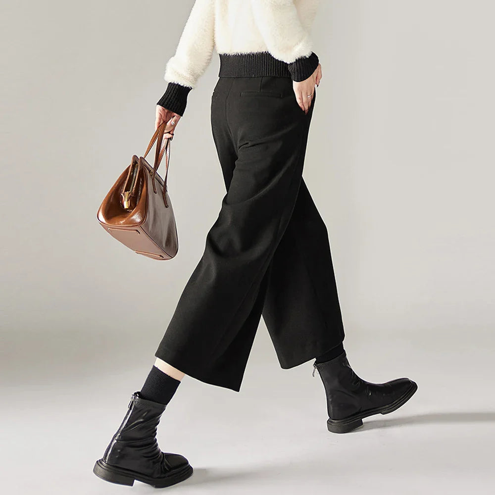 Corisande Wool Blend Wide Leg Trousers