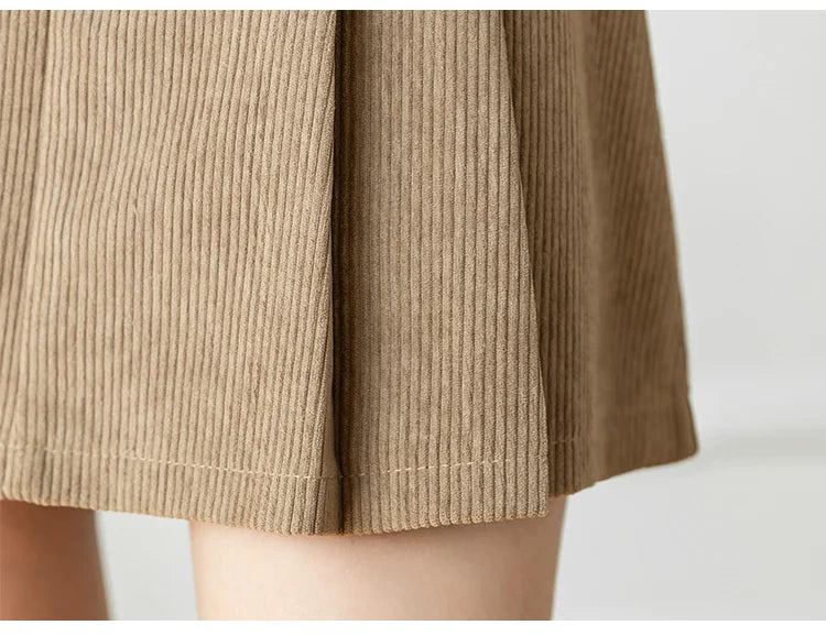 Elowira Pleated Corduroy Mini Skirt