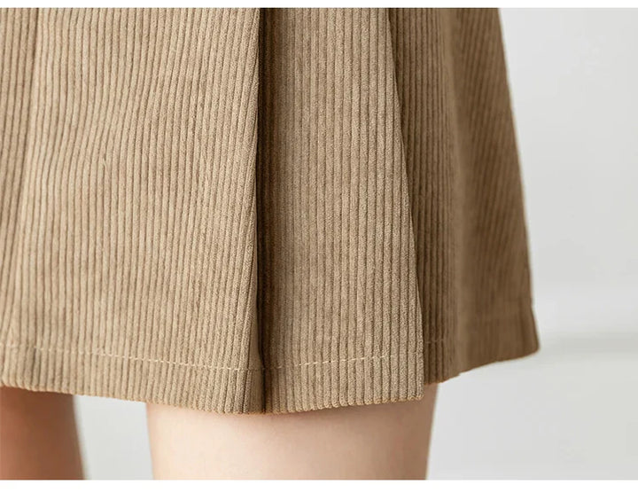 Elowira Pleated Corduroy Mini Skirt