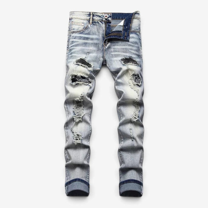 George | Men's Slim Fit Ripped Distressed Jeans Faded Effect