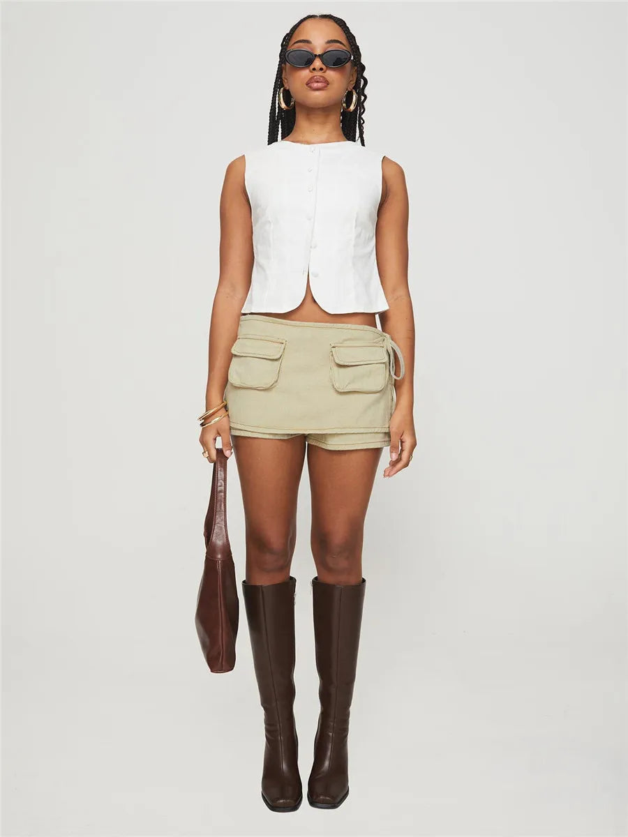 Virella Utility Pocket Denim Mini Skirt