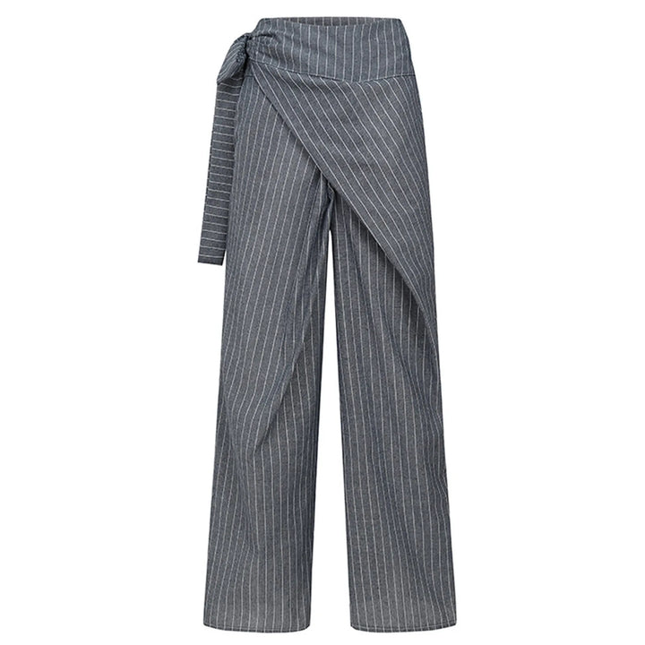 Marcelle High Waist Pinstripe Wrap Trousers