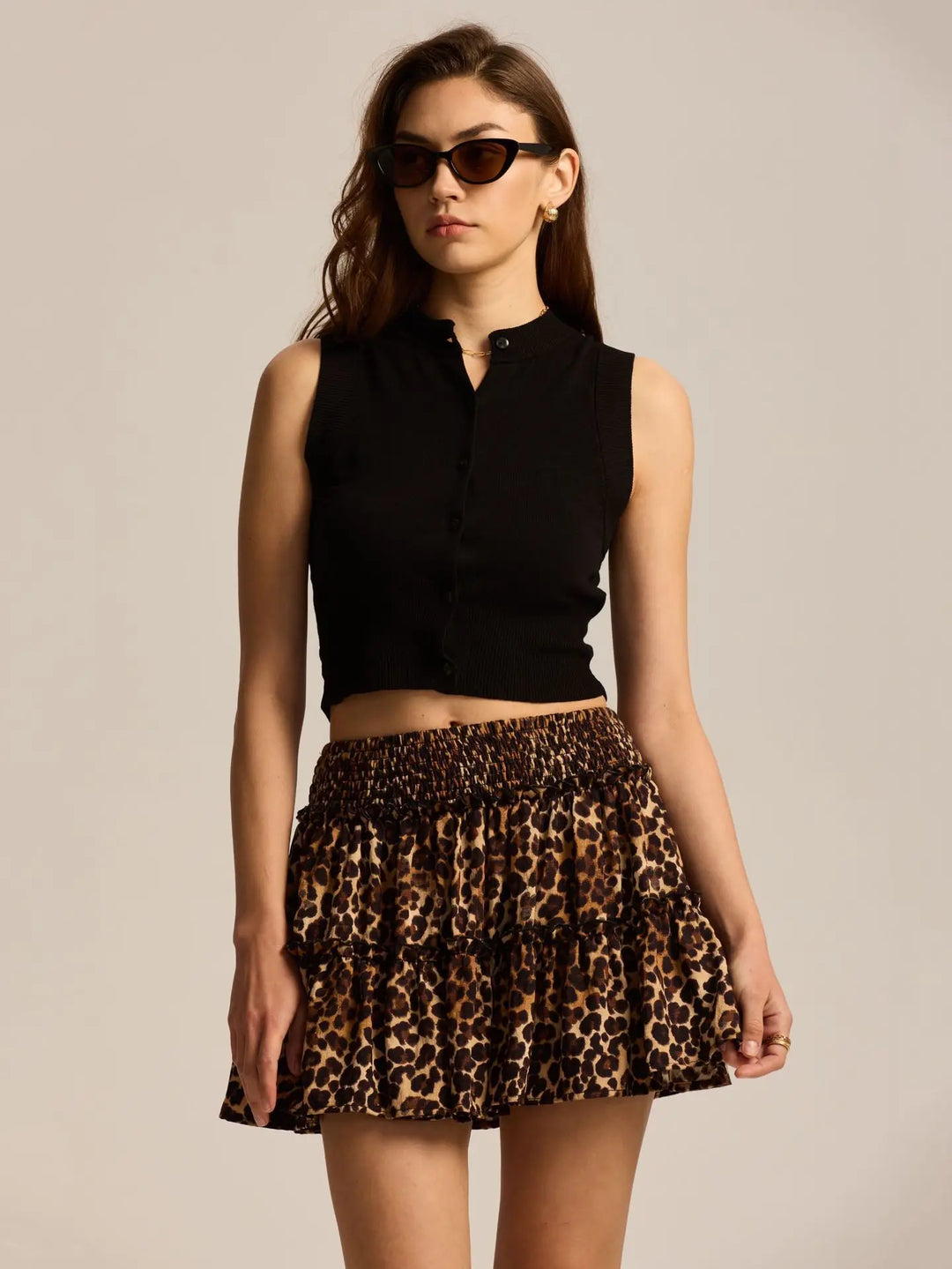 Viora Leopard Ruffle SkirtVirelia Leopard Ruffle Mini Skirt