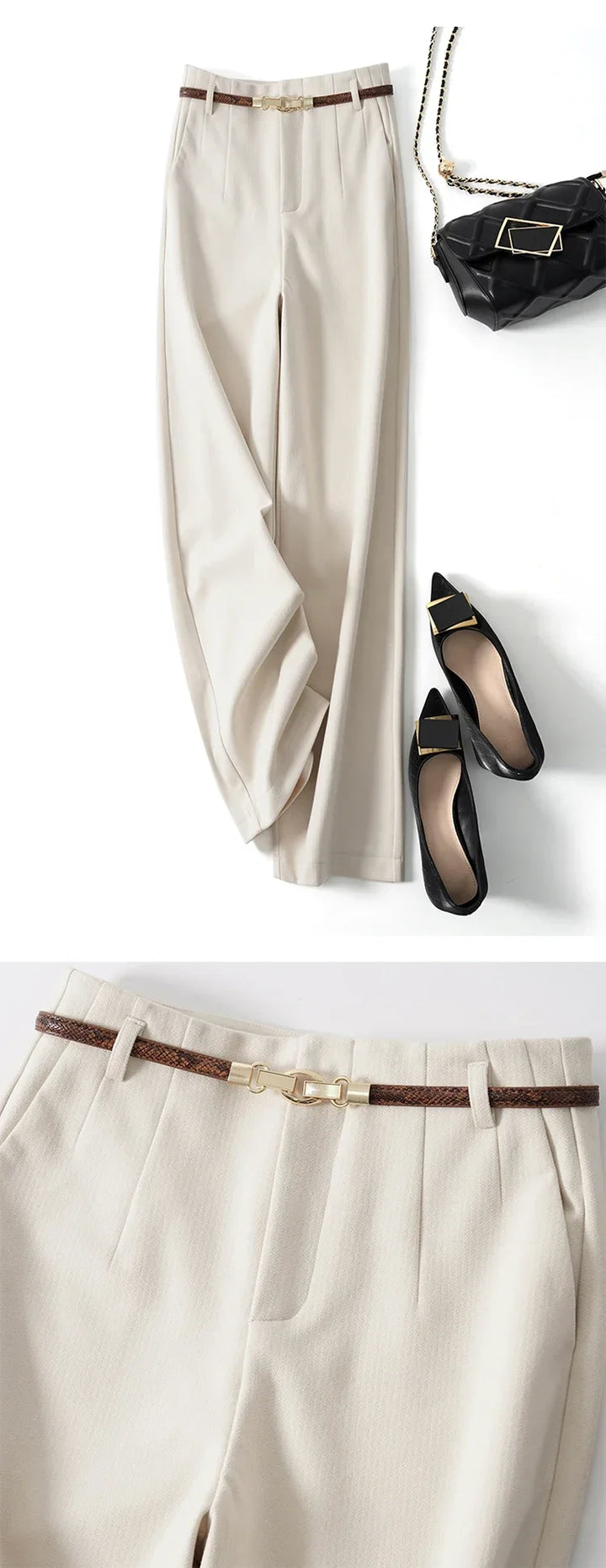 Mirelle Wide Leg Tailored Wool Trousers