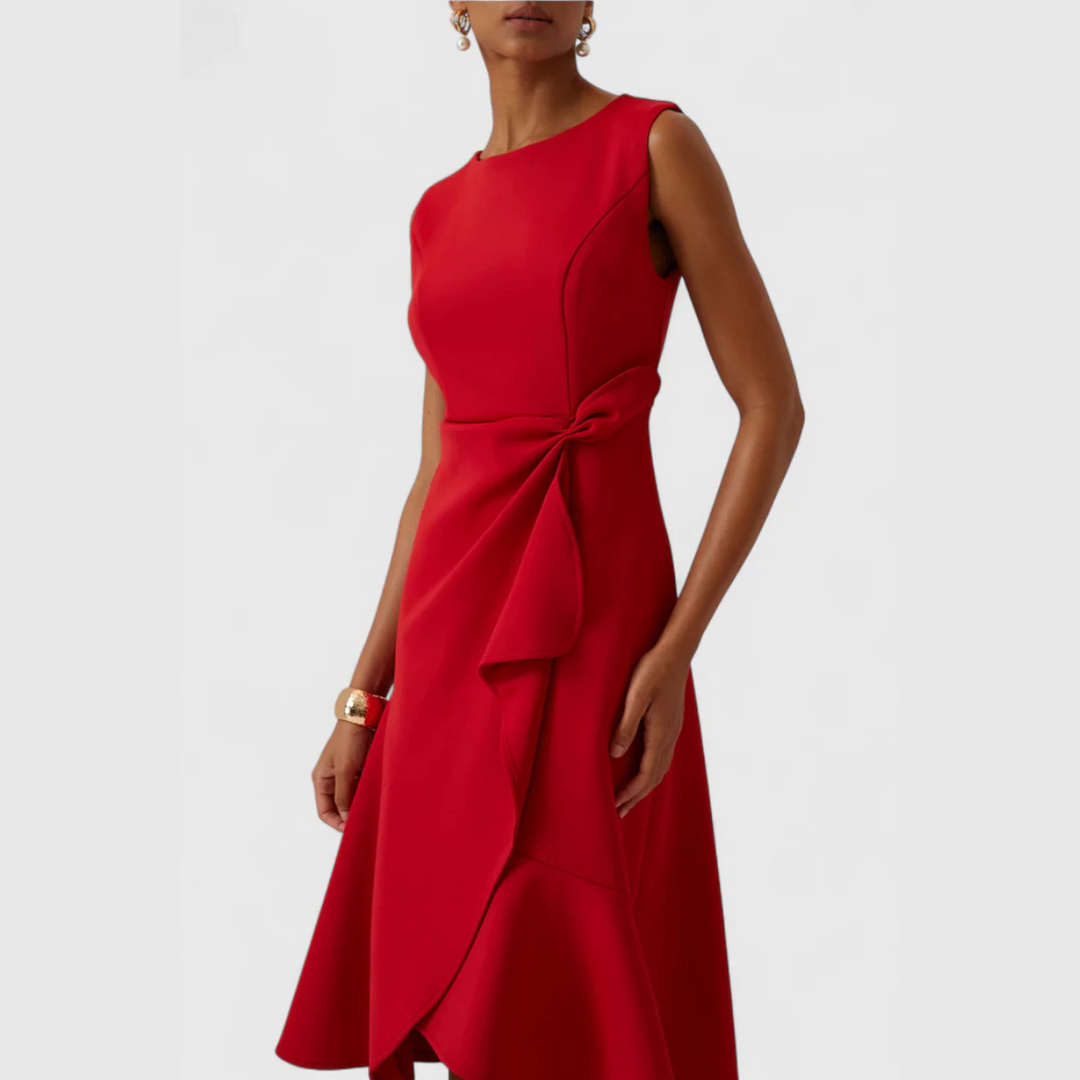 Sheila Draped Asymmetric Midi Dress