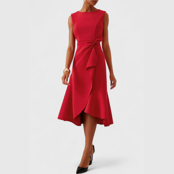 Sheila Draped Asymmetric Midi Dress