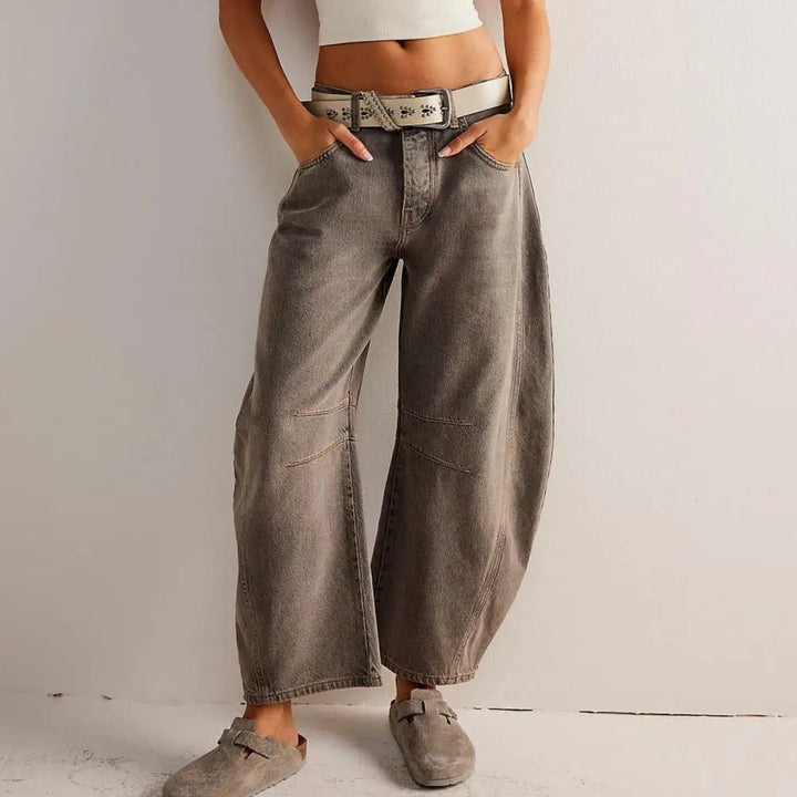 Coralie Leopard Barrel Leg Jeans