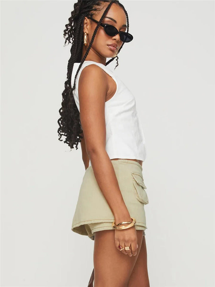 Virella Utility Pocket Denim Mini Skirt