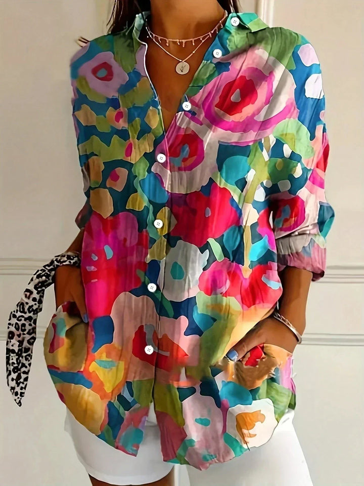 Astrid | Women's Colourful Patterned Blouse Soft Stretch Fabric