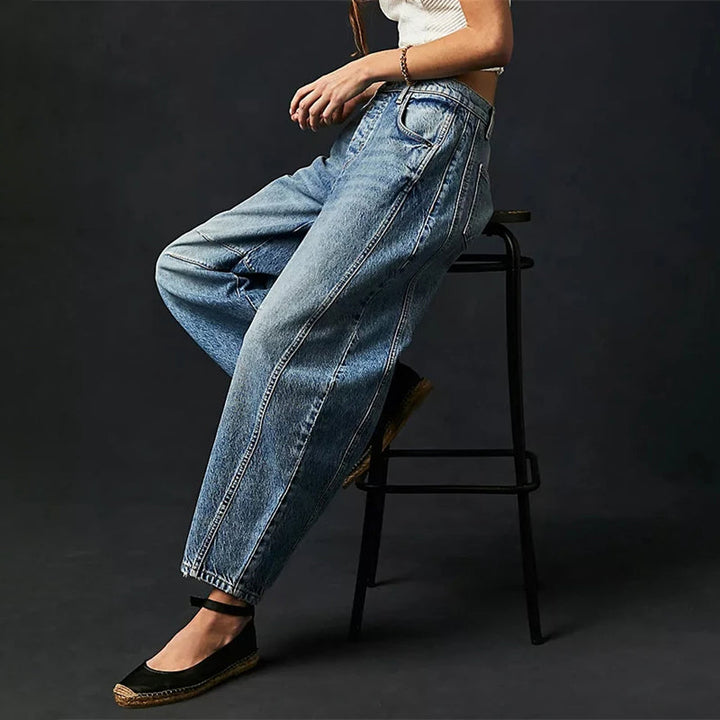 Coralie Leopard Barrel Leg Jeans