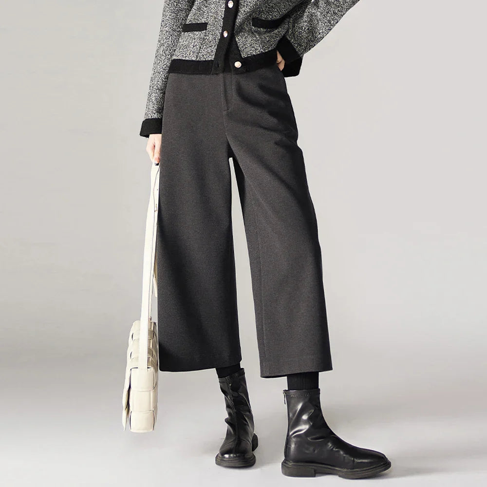 Corisande Wool Blend Wide Leg Trousers