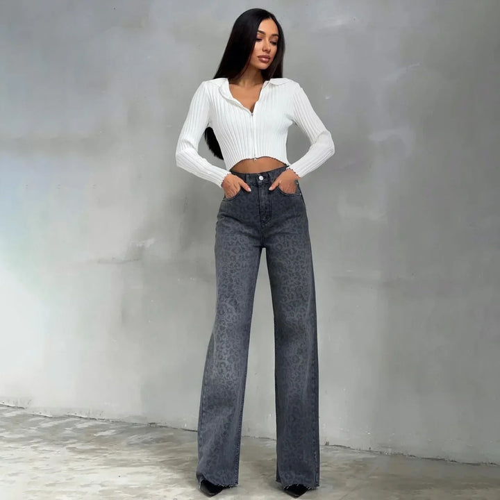 Amanda Leopard Straight Jeans