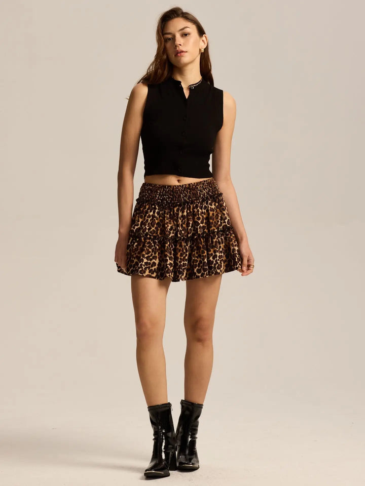 Viora Leopard Ruffle SkirtVirelia Leopard Ruffle Mini Skirt