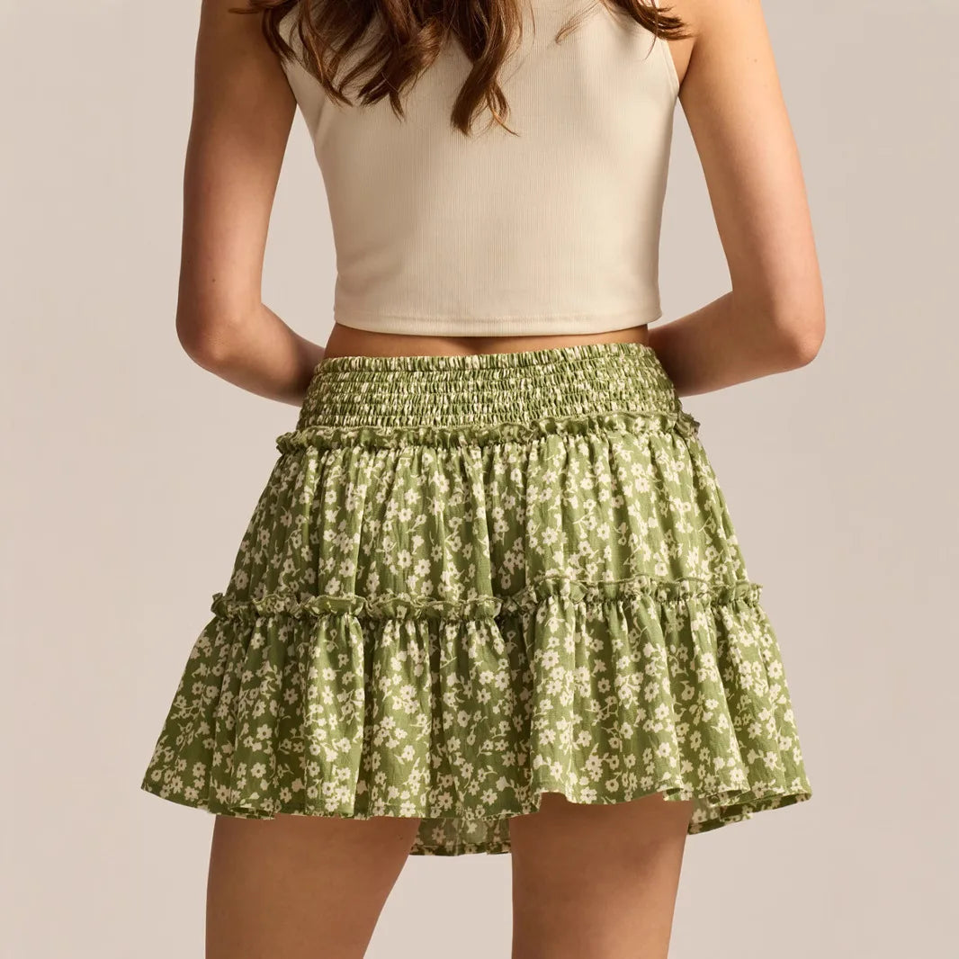 Viora Leopard Ruffle SkirtVirelia Leopard Ruffle Mini Skirt
