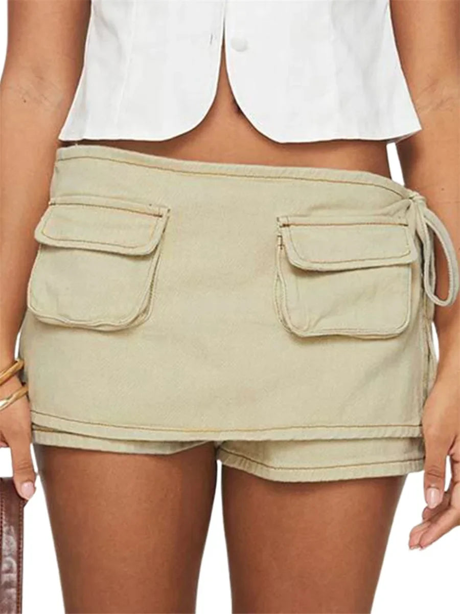 Virella Utility Pocket Denim Mini Skirt