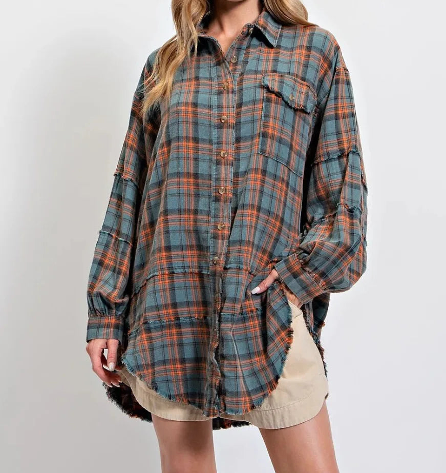 Linora Oversized Plaid Flannel Shirt