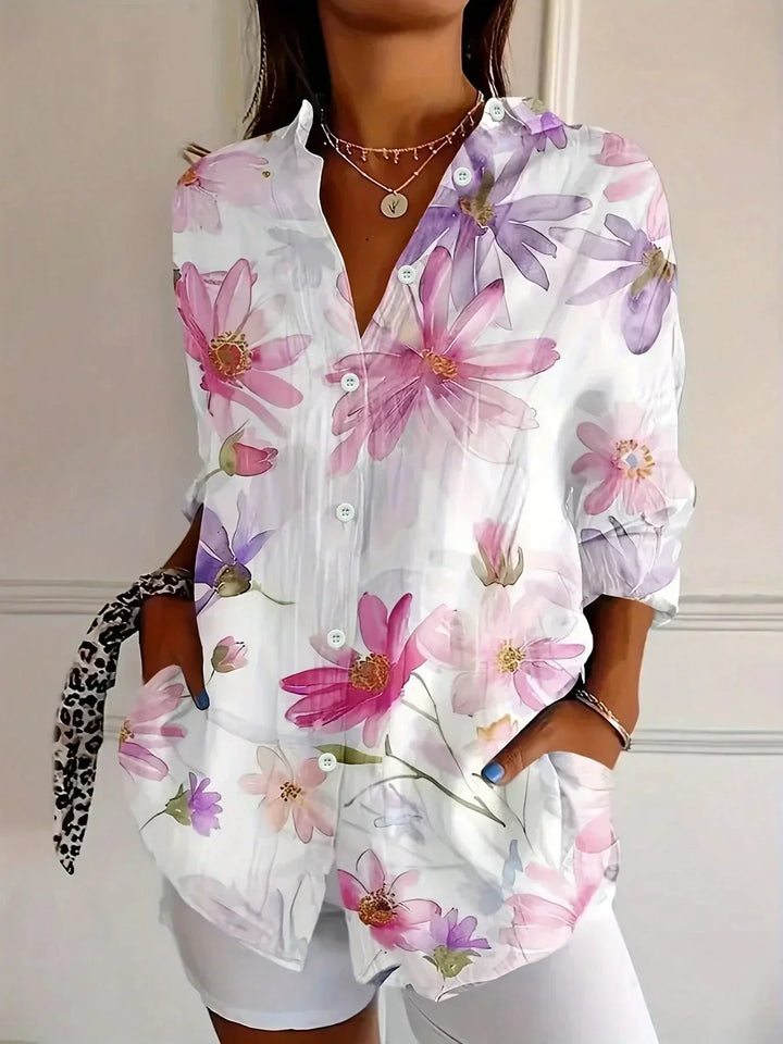 Astrid | Women's Colourful Patterned Blouse Soft Stretch Fabric