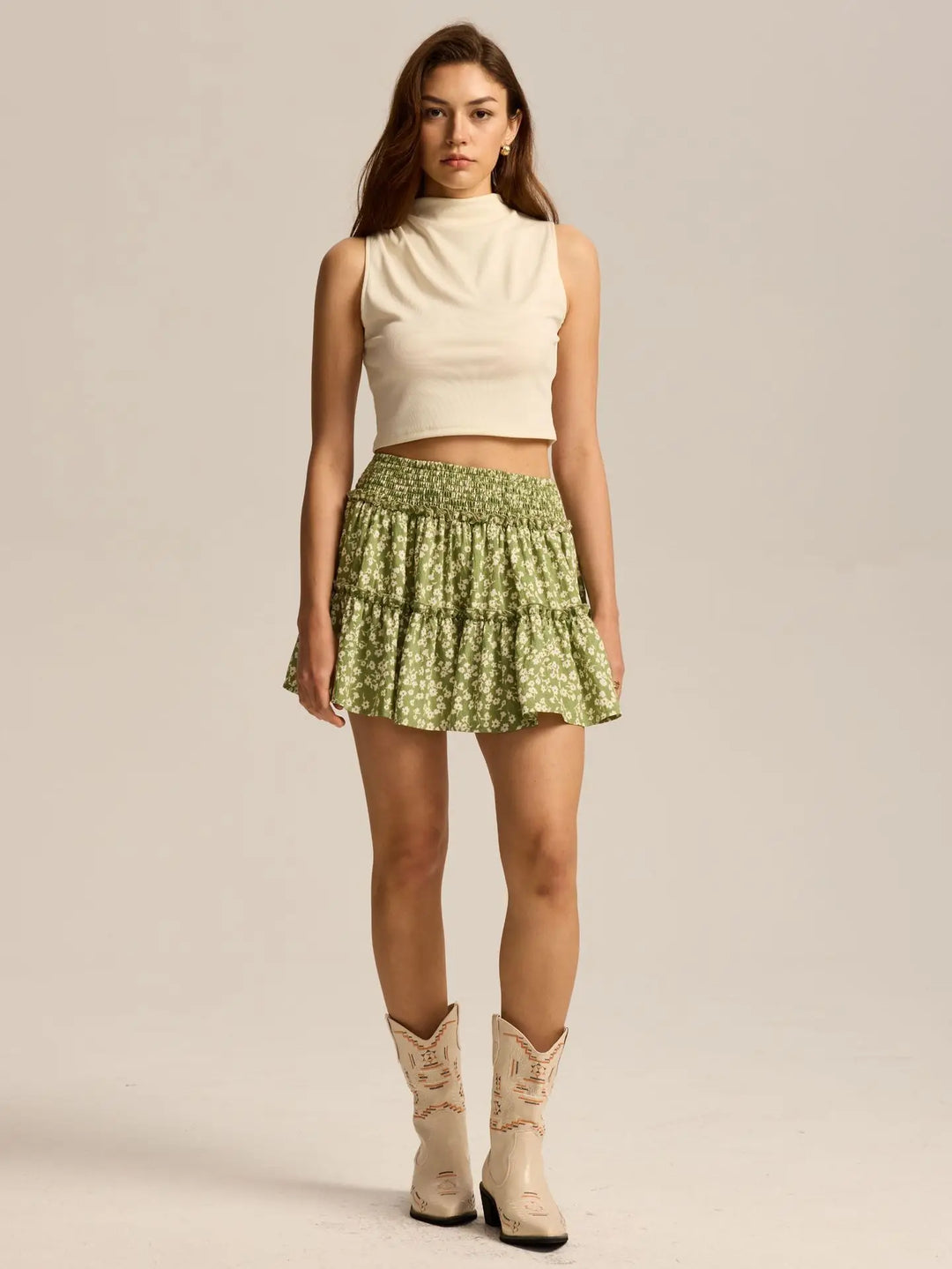 Viora Leopard Ruffle SkirtVirelia Leopard Ruffle Mini Skirt