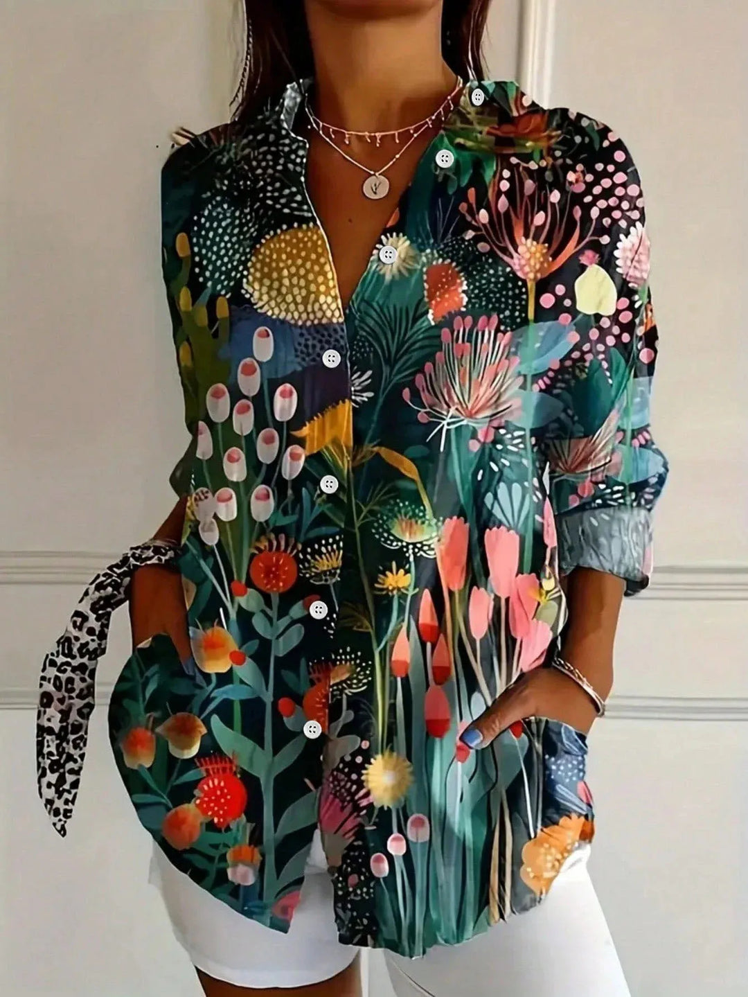 Astrid | Women's Colourful Patterned Blouse Soft Stretch Fabric