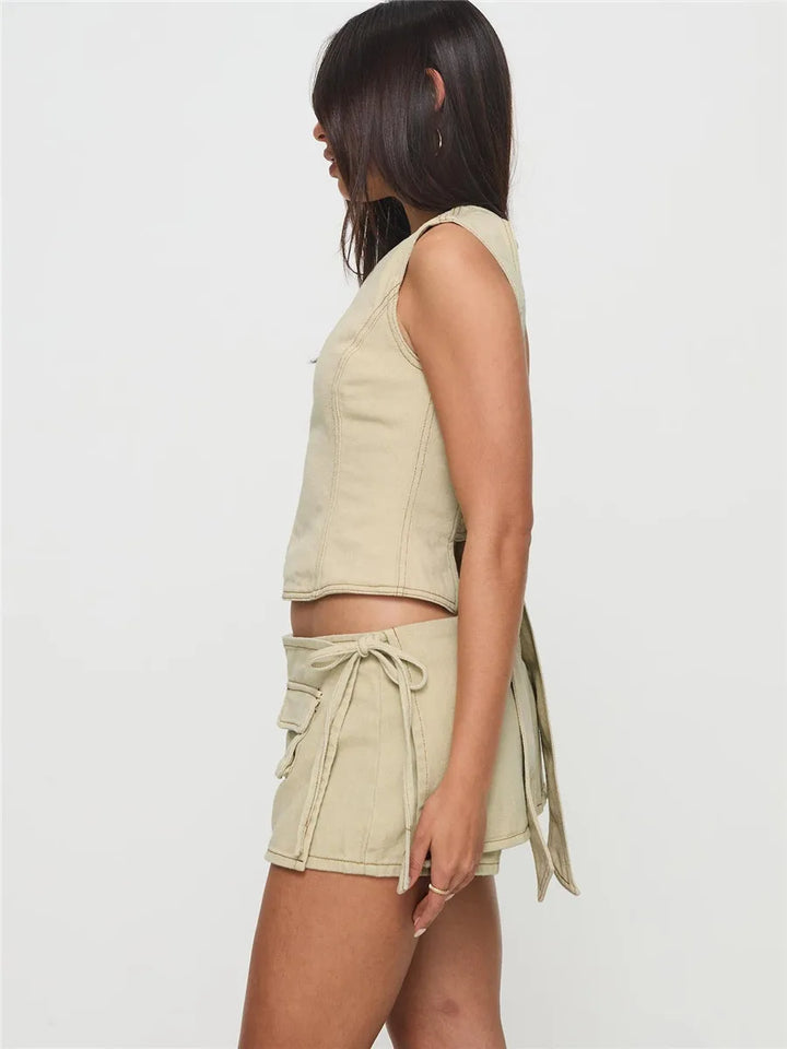 Virella Utility Pocket Denim Mini Skirt