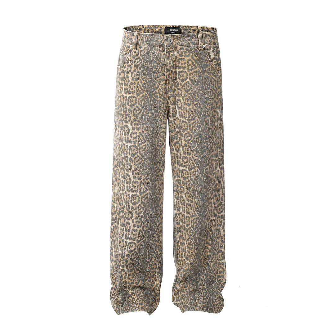 Virella Leopard Print Wide Leg Jeans