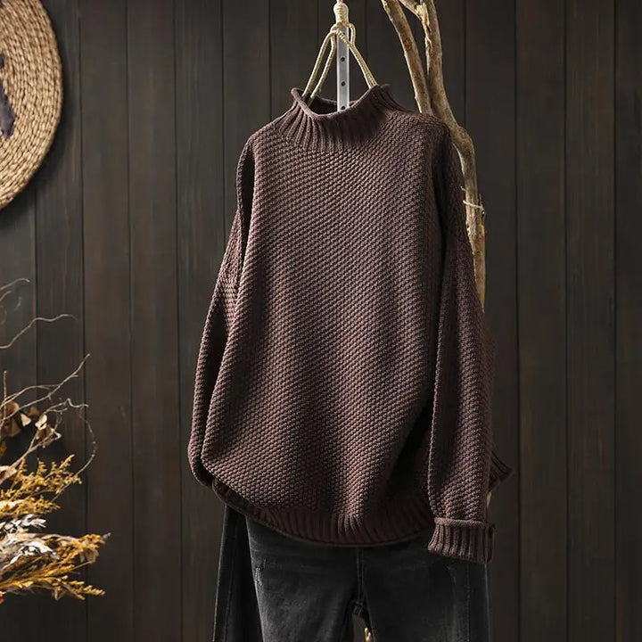 Maisie | Women's Knitted Jumper Ribbed Stand Collar Drop Shoulder