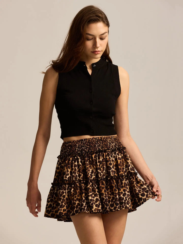 Viora Leopard Ruffle SkirtVirelia Leopard Ruffle Mini Skirt