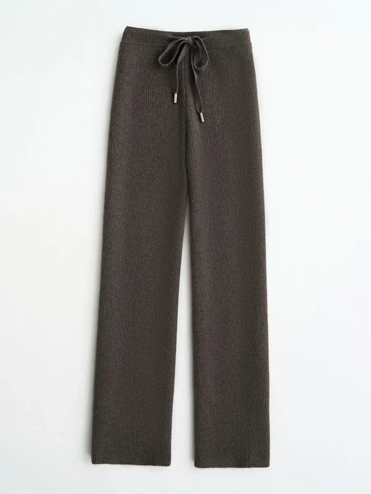 Elowen Wool Knitted Wide Leg Pants