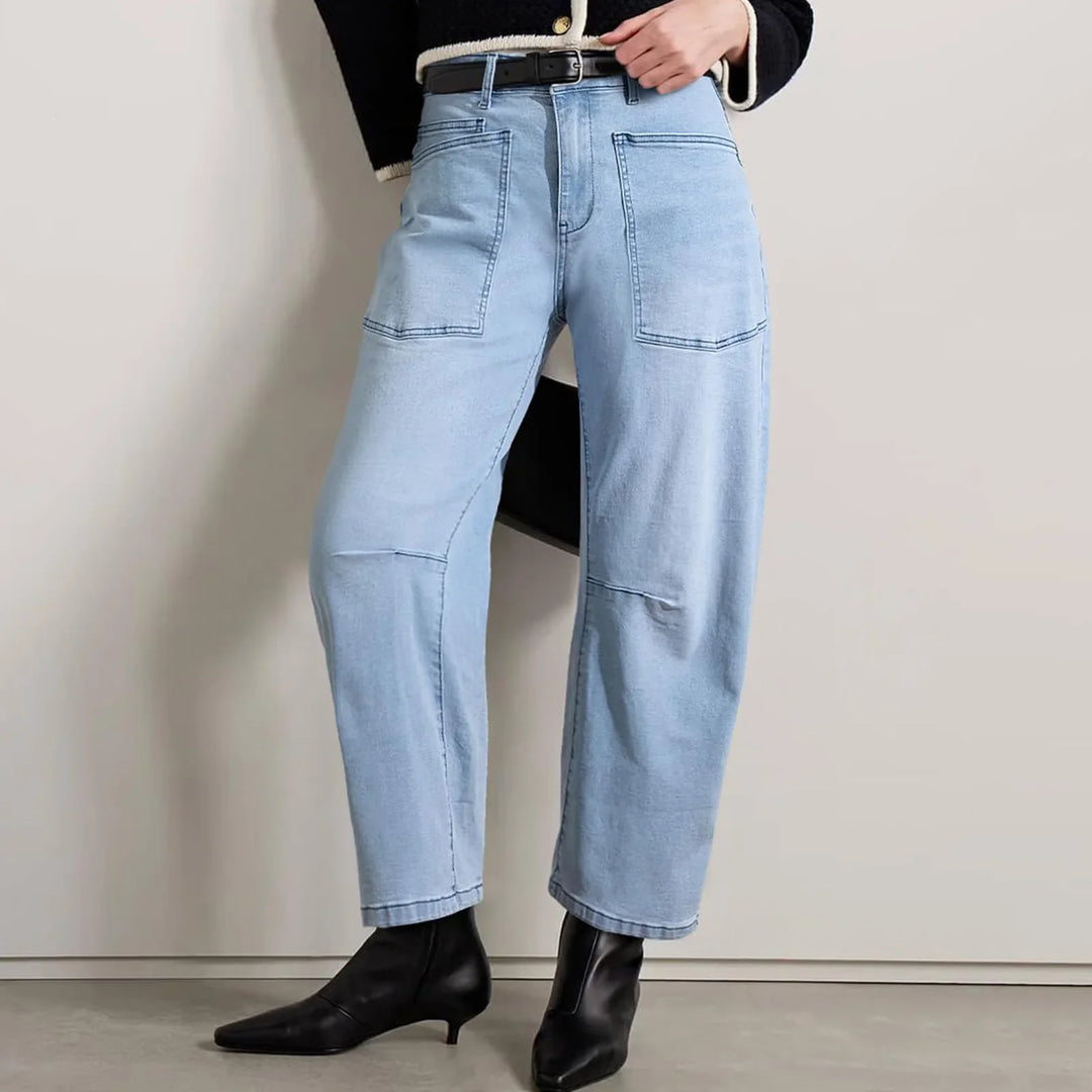Vionne Structured Barrel Leg Jeans