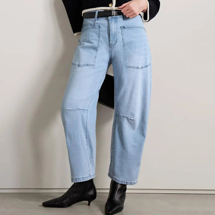 Vionne Structured Barrel Leg Jeans