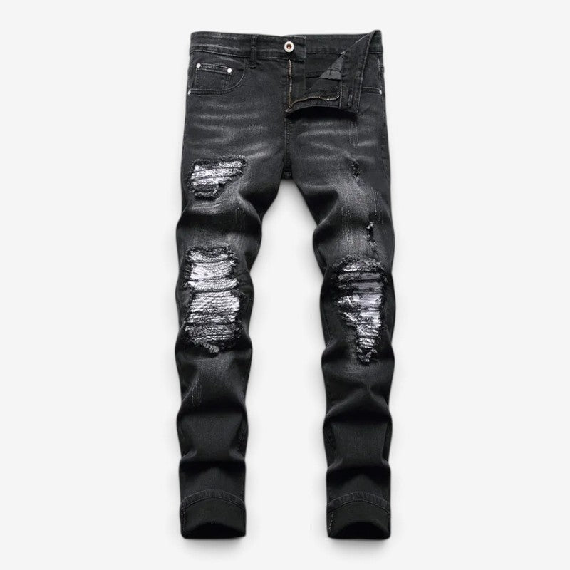 George | Men's Slim Fit Ripped Distressed Jeans Faded Effect