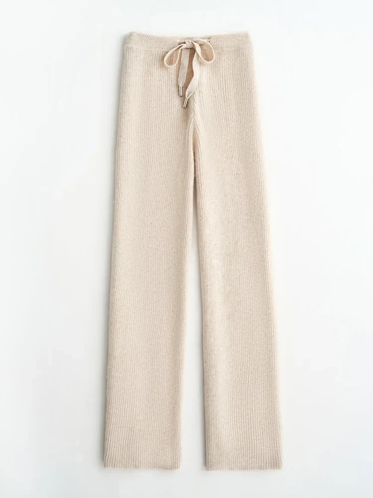 Elowen Wool Knitted Wide Leg Pants