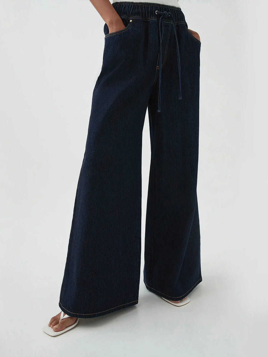 Viona Drawstring Wide Leg Jeans