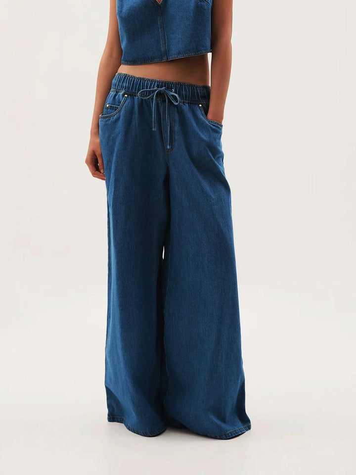 Viona Drawstring Wide Leg Jeans