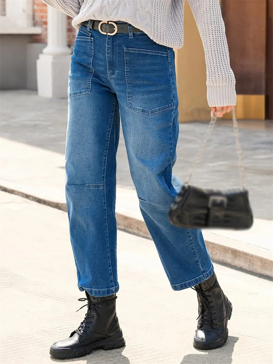 Vionne Structured Barrel Leg Jeans