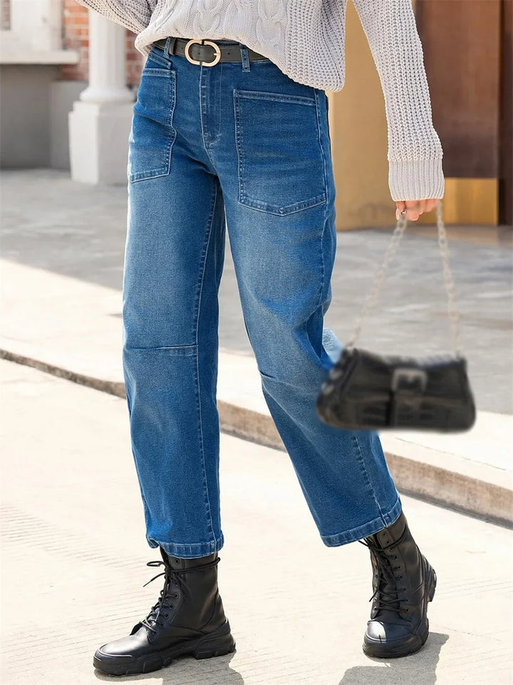 Vionne Structured Barrel Leg Jeans