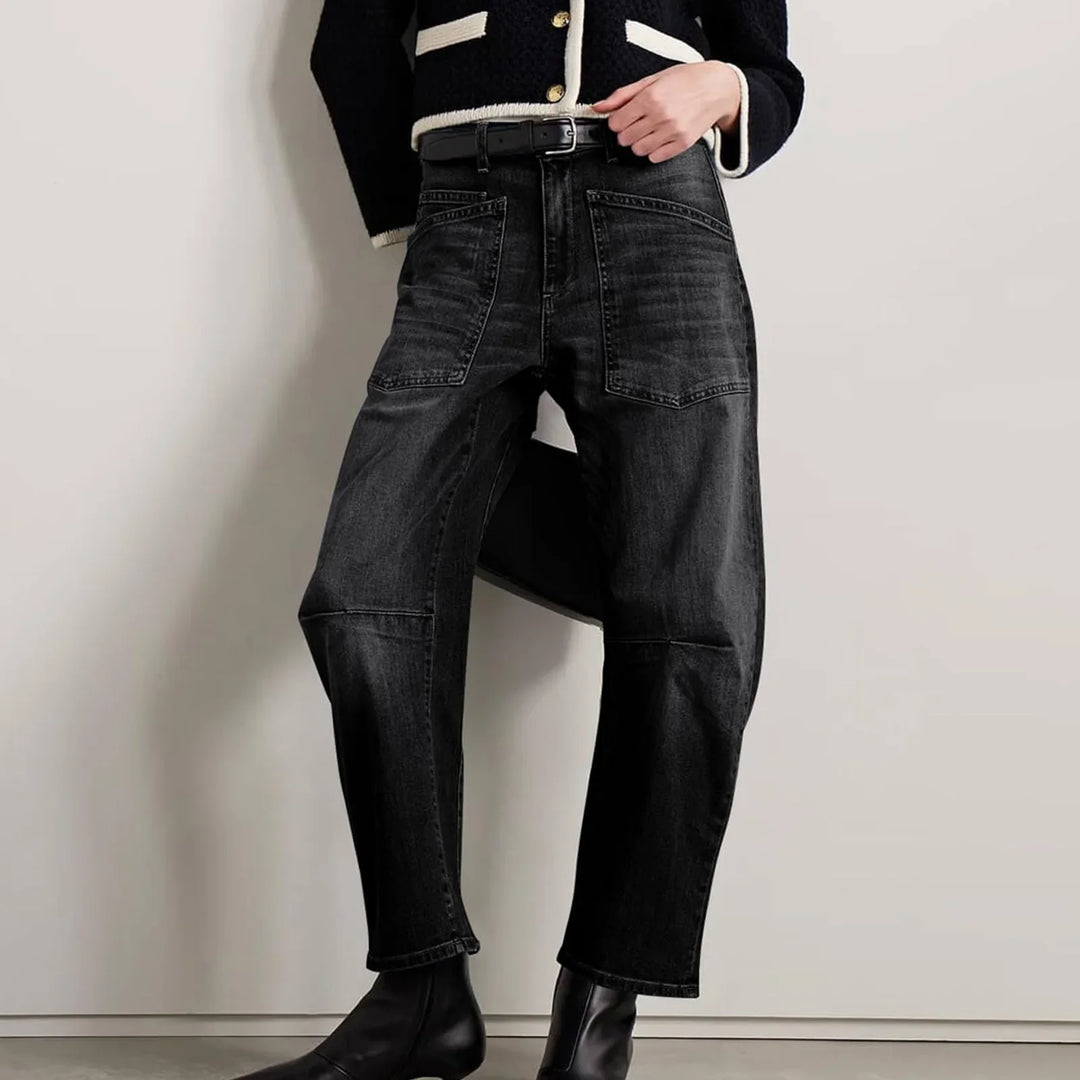 Vionne Structured Barrel Leg Jeans