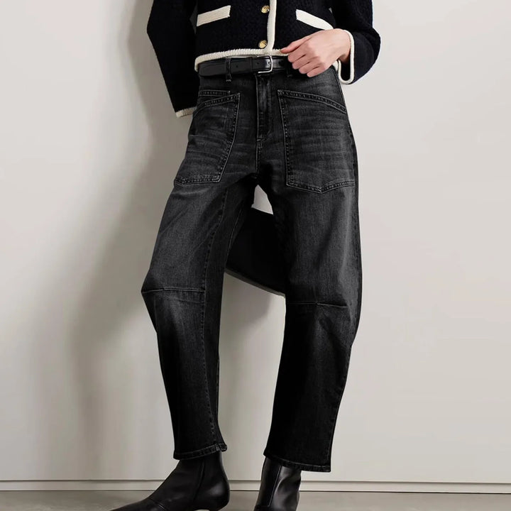 Vionne Structured Barrel Leg Jeans