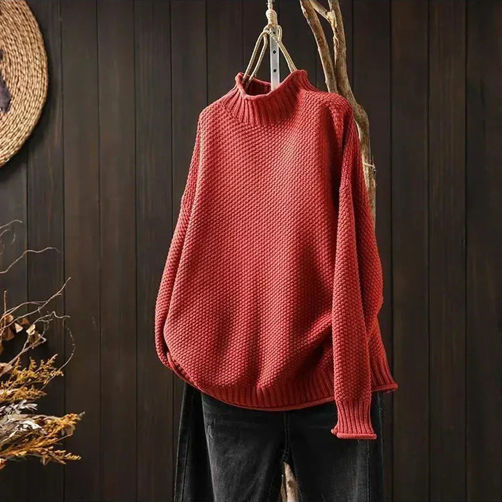 Maisie | Women's Knitted Jumper Ribbed Stand Collar Drop Shoulder