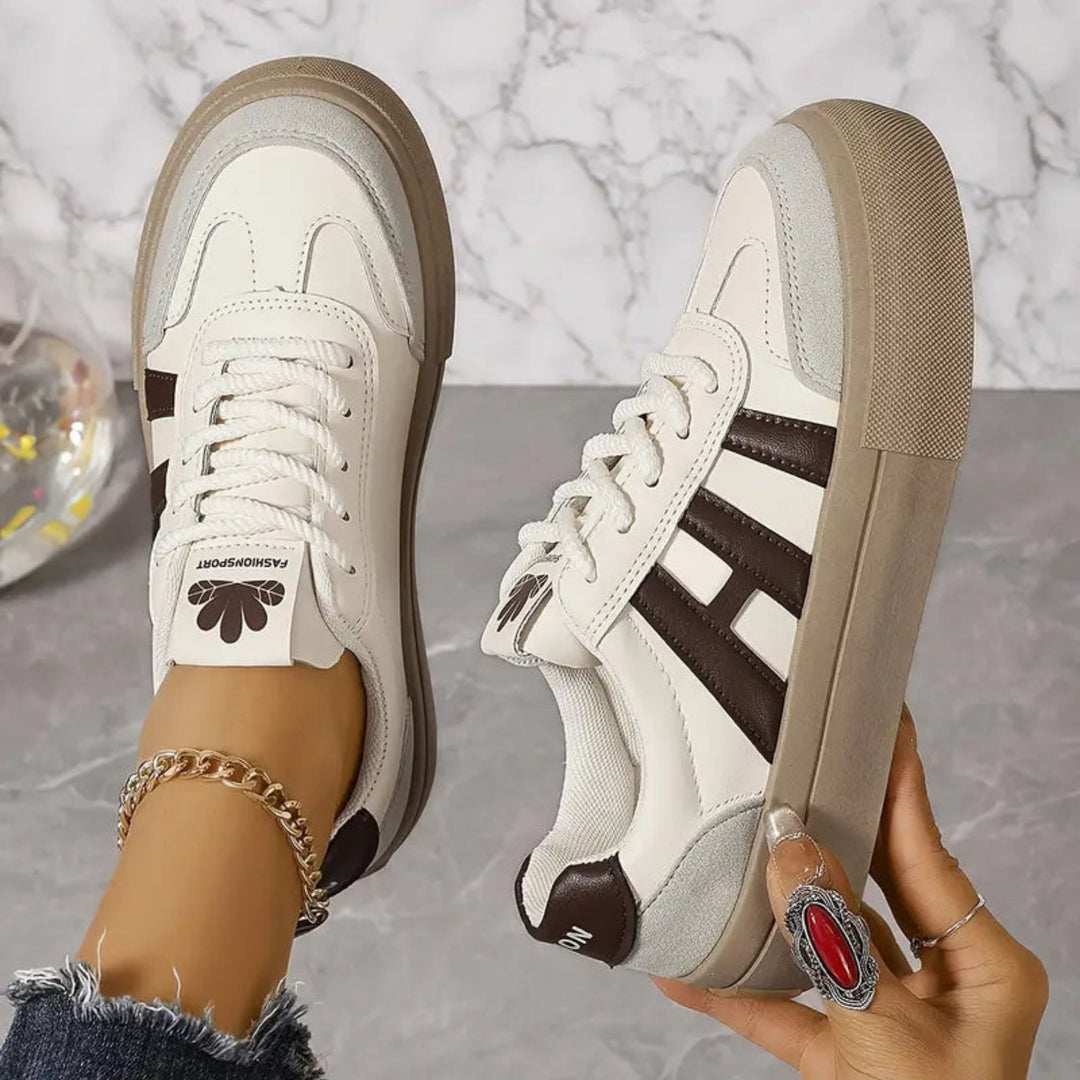 Fenella | Women's Lace-Up Trainers Striped Cushioned