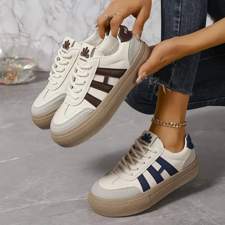 Fenella | Women's Lace-Up Trainers Striped Cushioned