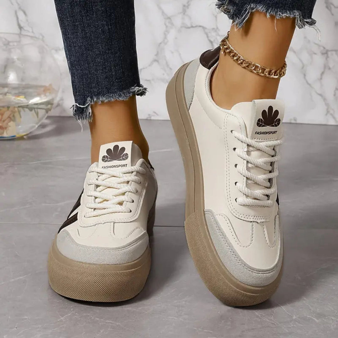 Fenella | Women's Lace-Up Trainers Striped Cushioned
