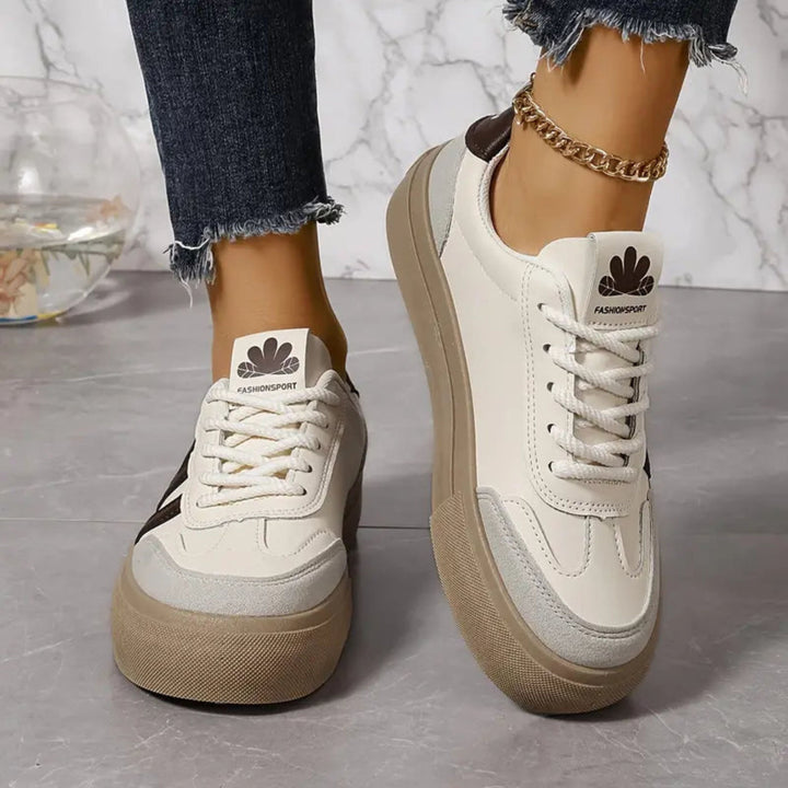Fenella | Women's Lace-Up Trainers Striped Cushioned