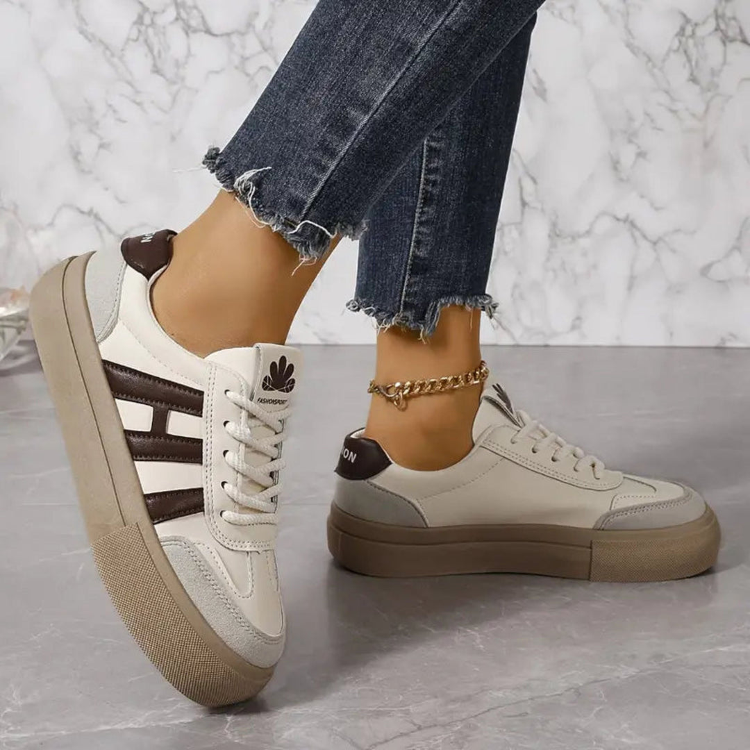 Fenella | Women's Lace-Up Trainers Striped Cushioned