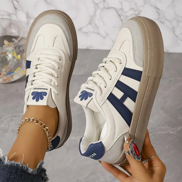 Fenella | Women's Lace-Up Trainers Striped Cushioned