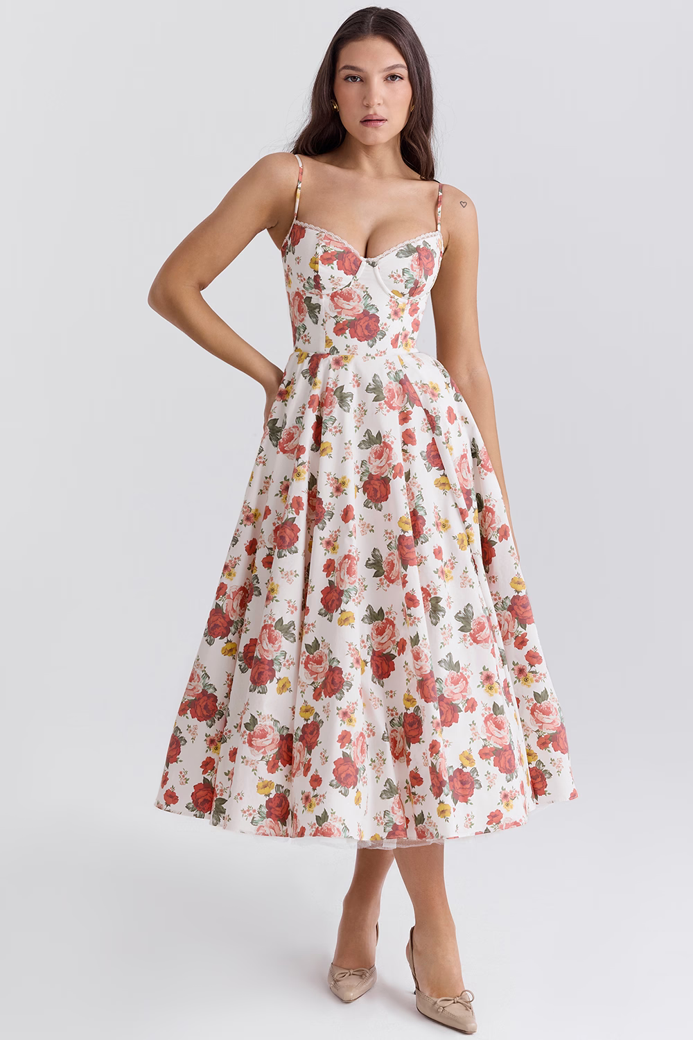 Lyla | Women's Satin Midi Party Dress Tulle Skirt Underwire Bodice
