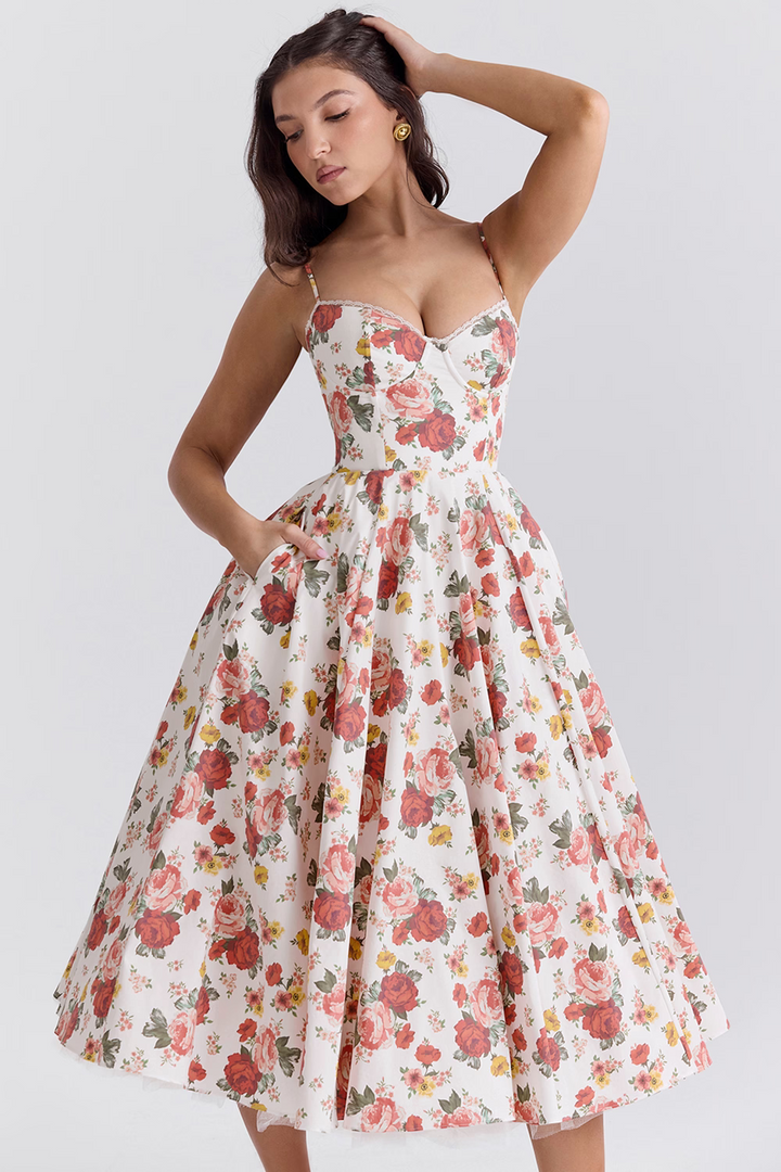 Lyla | Women's Satin Midi Party Dress Tulle Skirt Underwire Bodice