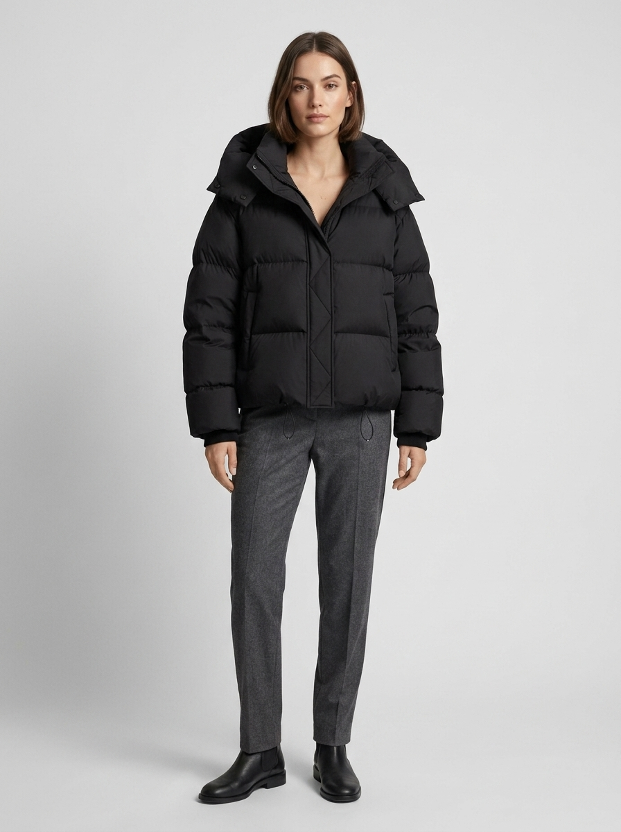 Thea | Women's Short Oversized Puffer Jacket Lined with Hood & Zip