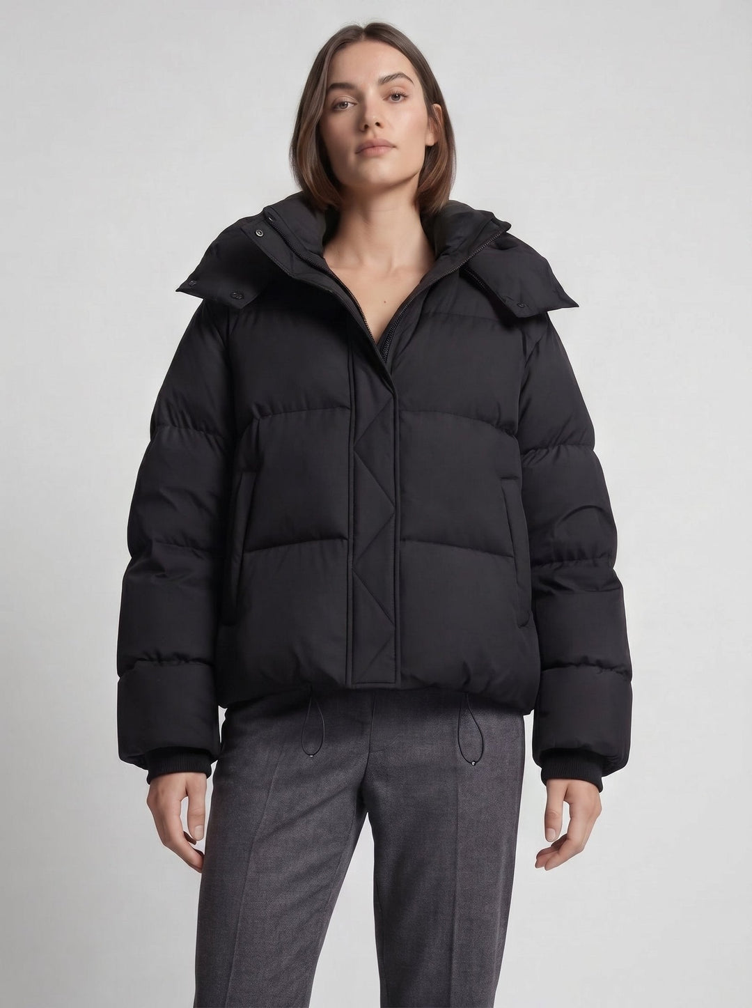 Thea | Women's Short Oversized Puffer Jacket Lined with Hood & Zip