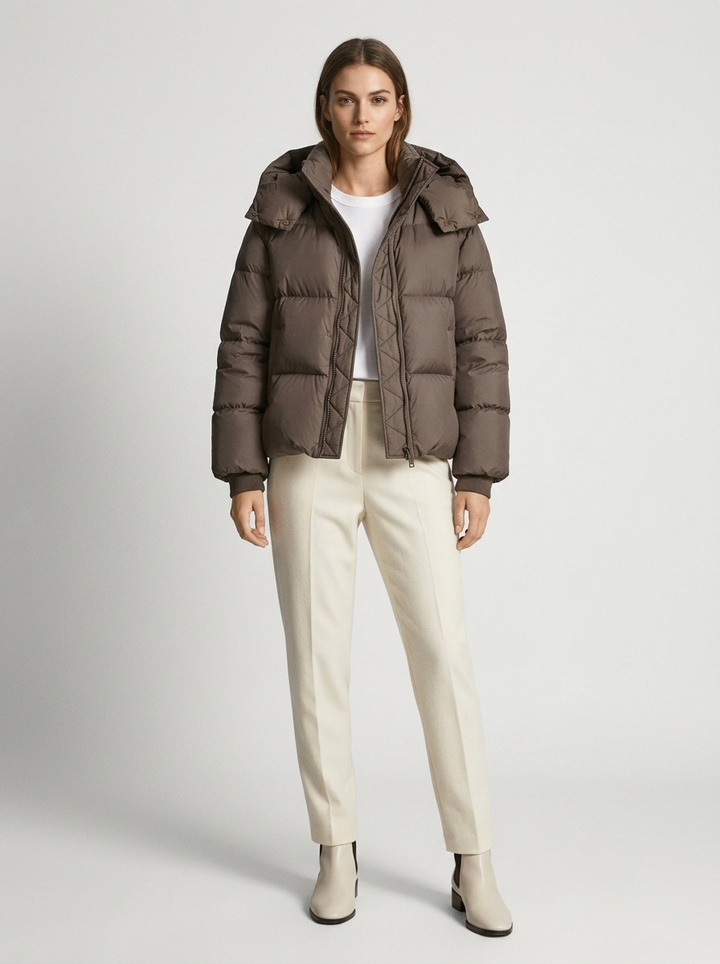 Thea | Women's Short Oversized Puffer Jacket Lined with Hood & Zip